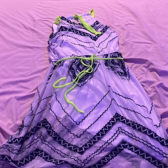 Speechless white dress with blue pattern and Greene ties - Picture 2 of 3